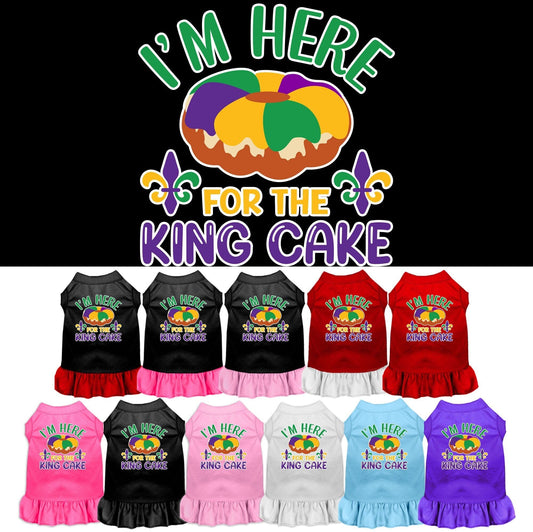 Pet Dog & Cat Screen Printed Dress "I'm Here For The King Cake"