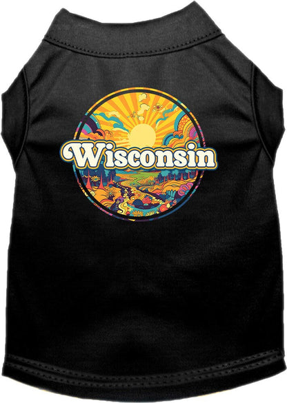 Camiseta serigrafiada para perros y gatos, "Wisconsin Trippy Peaks"