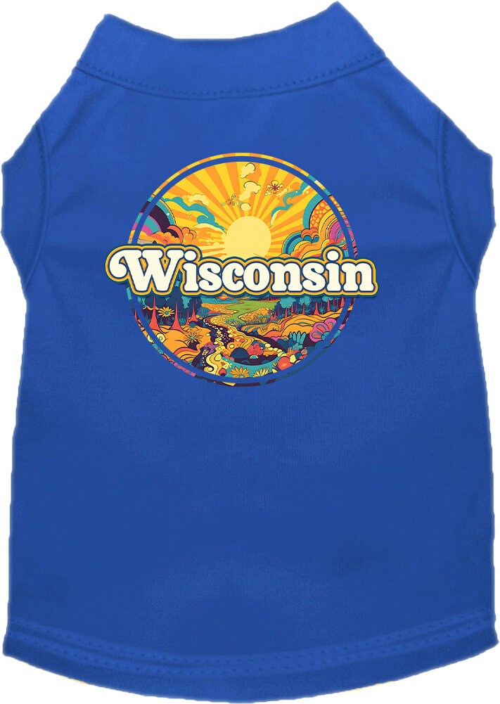 Camiseta serigrafiada para perros y gatos, "Wisconsin Trippy Peaks"