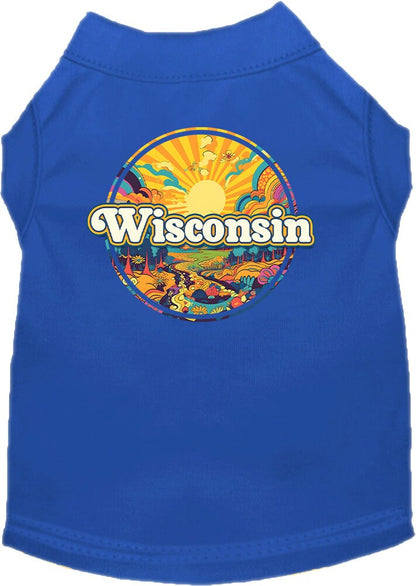 Camiseta serigrafiada para perros y gatos, "Wisconsin Trippy Peaks"