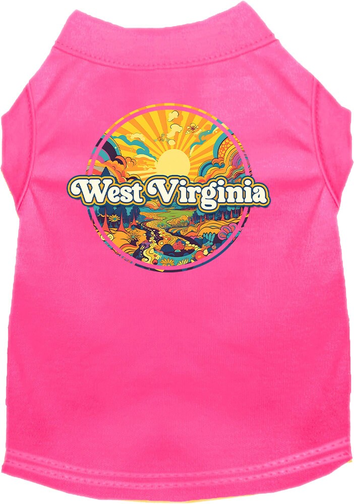 Camiseta serigrafiada para perros y gatos, "West Virginia Trippy Peaks"