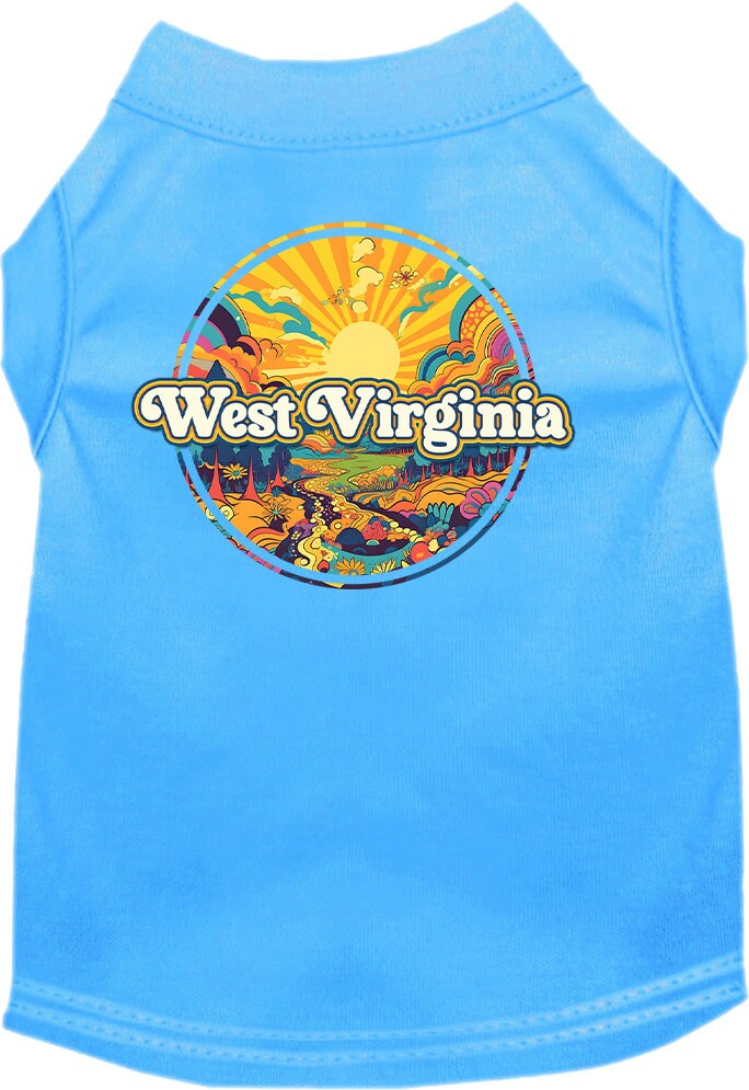 Camiseta serigrafiada para perros y gatos, "West Virginia Trippy Peaks"