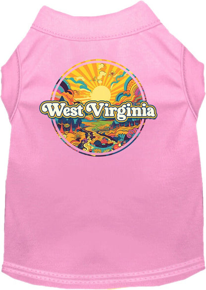 Camiseta serigrafiada para perros y gatos, "West Virginia Trippy Peaks"