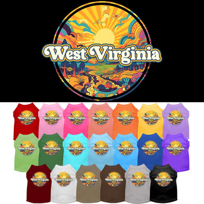 Camiseta serigrafiada para perros y gatos, "West Virginia Trippy Peaks"