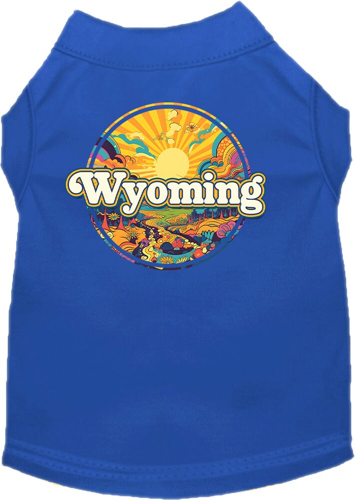 Camiseta serigrafiada para perros y gatos, "Wyoming Trippy Peaks"