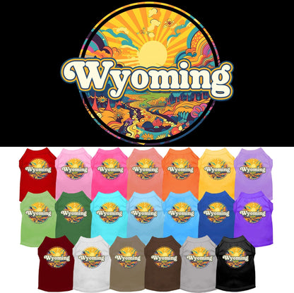 Camiseta serigrafiada para perros y gatos, "Wyoming Trippy Peaks"