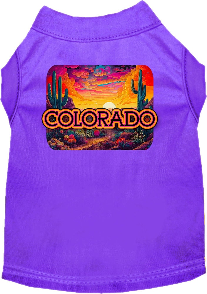 Pet Dog & Cat Screen Printed Shirt for Medium to Large Pets (Sizes 2XL-6XL), "Colorado Neon Desert"