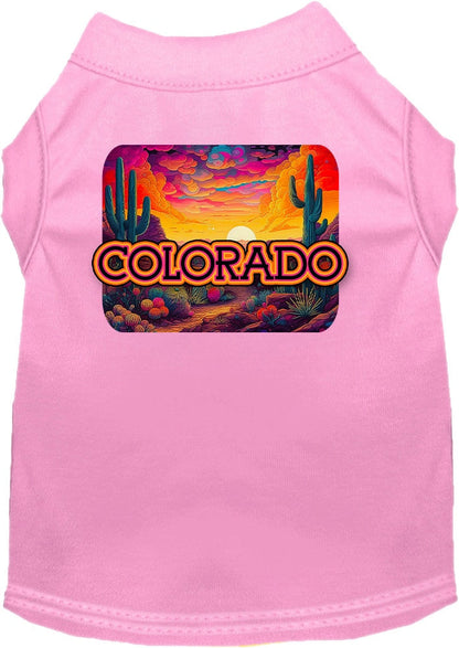 Pet Dog & Cat Screen Printed Shirt for Small to Medium Pets (Sizes XS-XL), "Colorado Neon Desert"