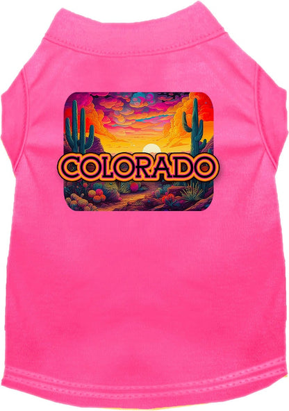 Pet Dog & Cat Screen Printed Shirt for Small to Medium Pets (Sizes XS-XL), "Colorado Neon Desert"