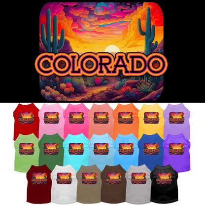 Pet Dog & Cat Screen Printed Shirt for Medium to Large Pets (Sizes 2XL-6XL), "Colorado Neon Desert"