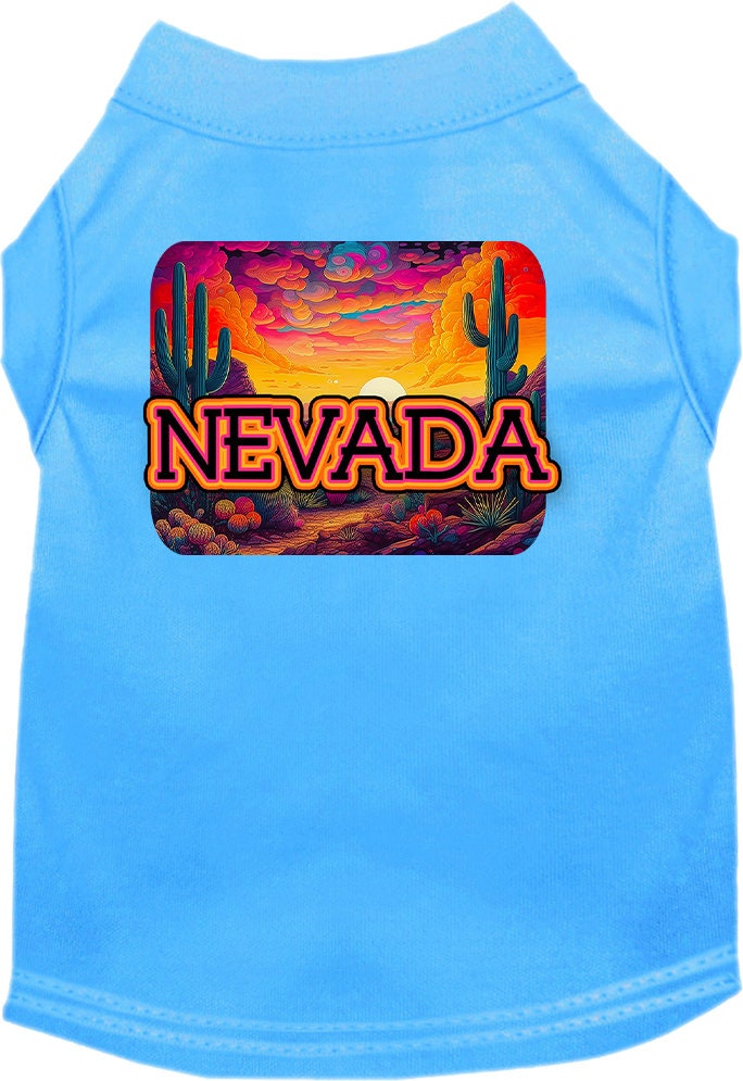 Camiseta serigrafiada para perros y gatos, para mascotas pequeñas y medianas (tallas XS a XL), "Nevada Neon Desert"