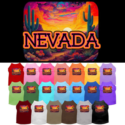 Camiseta serigrafiada para perros y gatos, para mascotas pequeñas y medianas (tallas XS a XL), "Nevada Neon Desert"