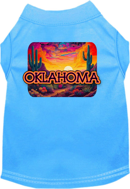 Camiseta serigrafiada para perros y gatos, para mascotas pequeñas y medianas (tallas XS a XL), "Oklahoma Neon Desert"