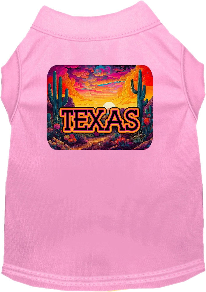 Camiseta serigrafiada para perros y gatos, para mascotas medianas y grandes (tallas 2XL-6XL), "Texas Neon Desert"