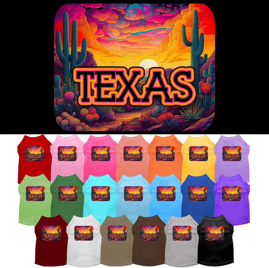 Camiseta serigrafiada para perros y gatos, para mascotas pequeñas y medianas (tallas XS a XL), "Texas Neon Desert"