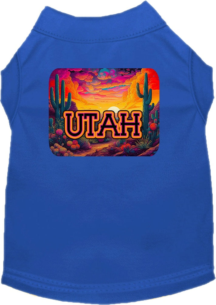 Camiseta serigrafiada para perros y gatos, para mascotas pequeñas y medianas (tallas XS a XL), "Utah Neon Desert"