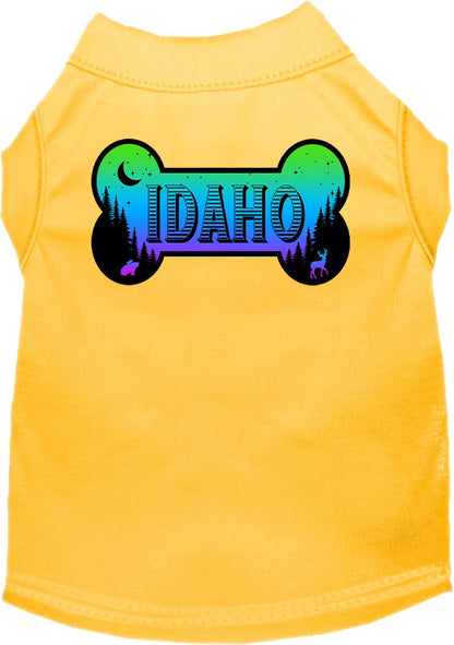 Camiseta serigrafiada para perros y gatos, para mascotas pequeñas y medianas (tallas XS a XL), "Idaho Mountain Shades"