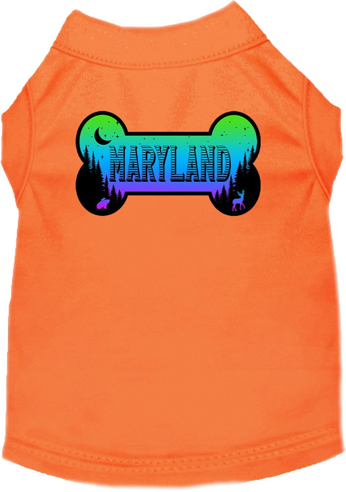 Camiseta serigrafiada para perros y gatos, para mascotas pequeñas y medianas (tallas XS a XL), "Maryland Mountain Shades"