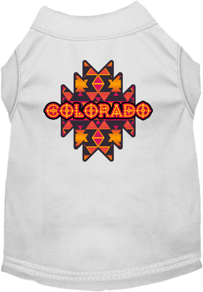 Pet Dog & Cat Screen Printed Shirt for Small to Medium Pets (Sizes XS-XL), "Colorado Navajo Tribal"