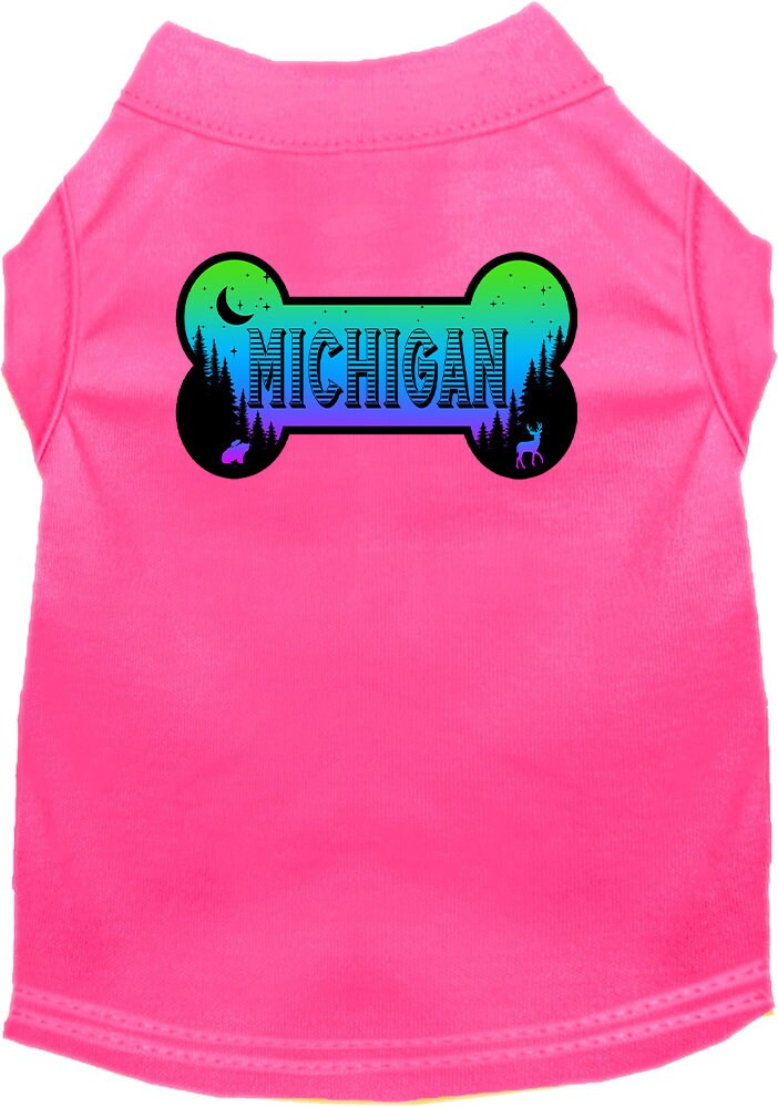 Camiseta serigrafiada para perros y gatos, para mascotas pequeñas y medianas (tallas XS a XL), "Michigan Mountain Shades"