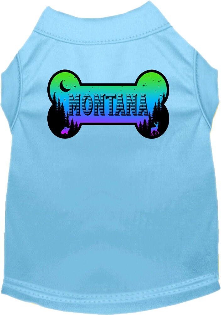 Camiseta serigrafiada para perros y gatos, para mascotas pequeñas y medianas (tallas XS a XL), "Montana Mountain Shades"