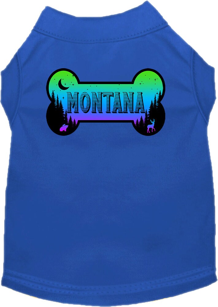 Camiseta serigrafiada para perros y gatos, para mascotas pequeñas y medianas (tallas XS a XL), "Montana Mountain Shades"