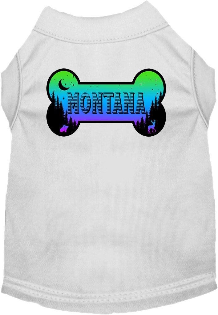 Camiseta serigrafiada para perros y gatos, para mascotas pequeñas y medianas (tallas XS a XL), "Montana Mountain Shades"