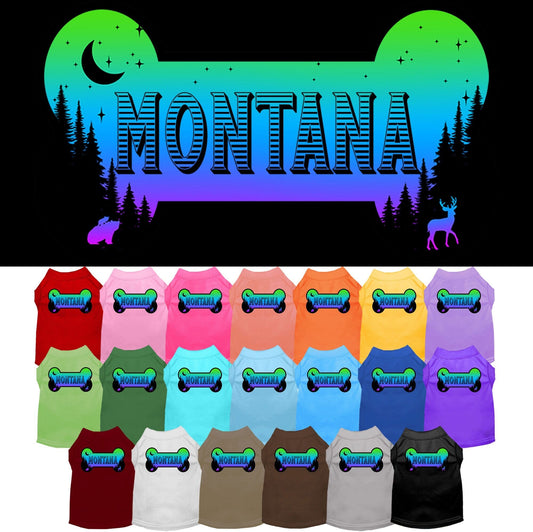 Camiseta serigrafiada para perros y gatos, para mascotas pequeñas y medianas (tallas XS a XL), "Montana Mountain Shades"