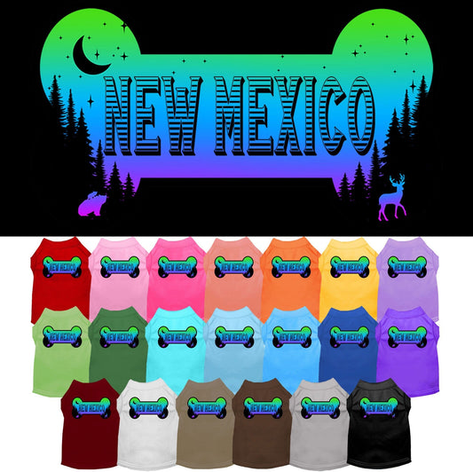 Camiseta serigrafiada para perros y gatos, para mascotas pequeñas y medianas (tallas XS a XL), "New Mexico Mountain Shades"