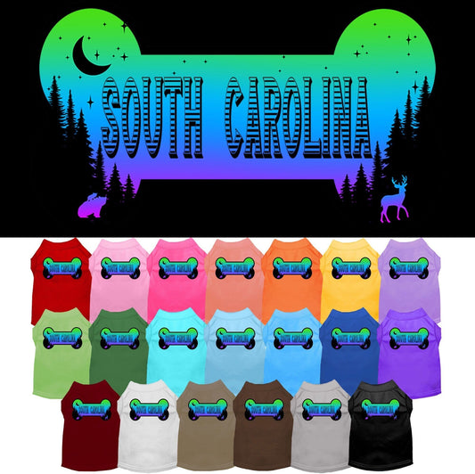 Camiseta serigrafiada para perros y gatos, para mascotas pequeñas y medianas (tallas XS a XL), "South Carolina Mountain Shades"