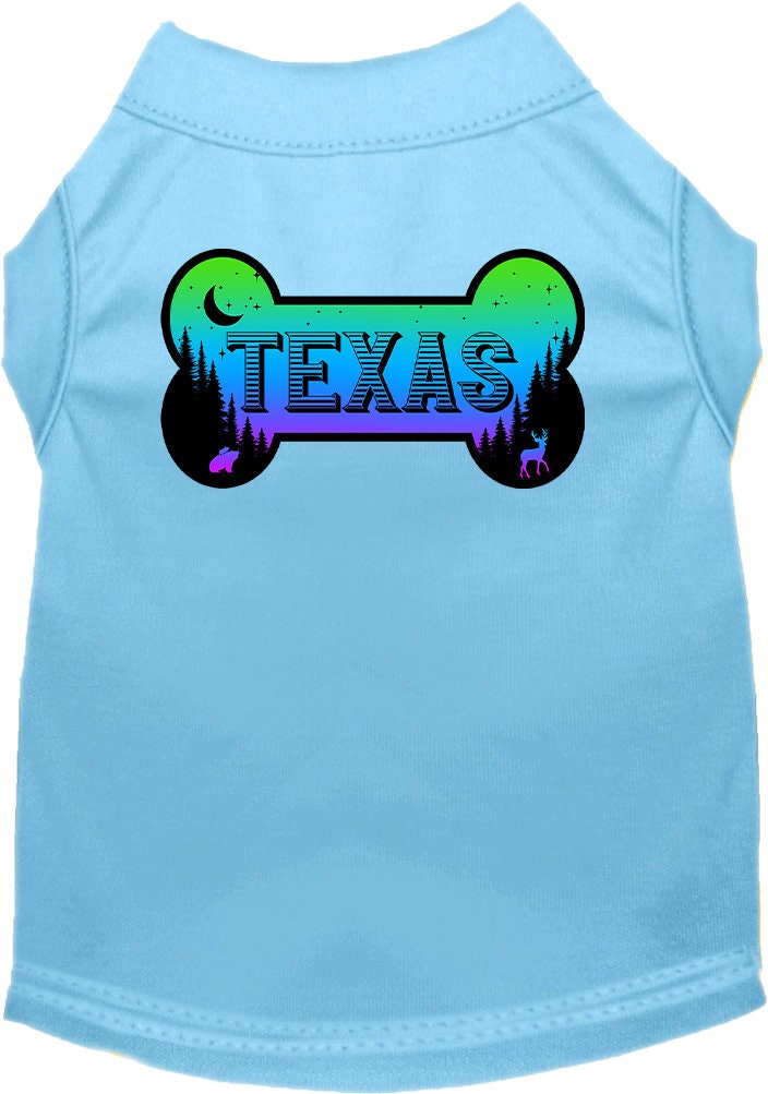 Camiseta serigrafiada para perros y gatos, para mascotas pequeñas y medianas (tallas XS a XL), "Texas Mountain Shades"