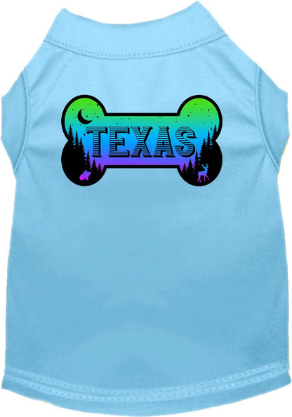 Camiseta serigrafiada para perros y gatos, para mascotas pequeñas y medianas (tallas XS a XL), "Texas Mountain Shades"