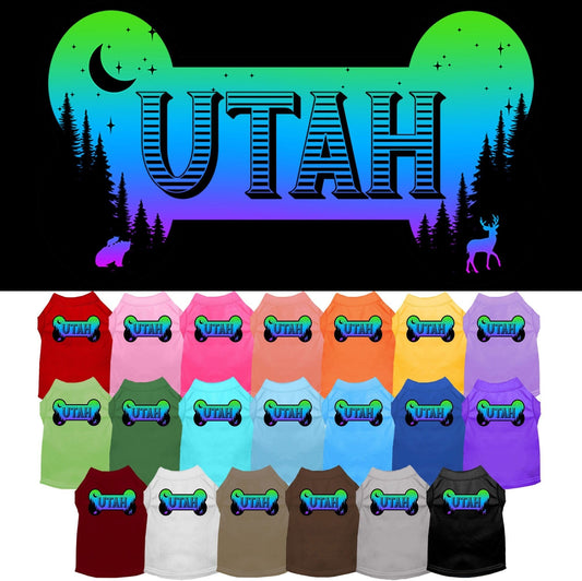 Camiseta serigrafiada para perros y gatos, para mascotas pequeñas y medianas (tallas XS a XL), "Utah Mountain Shades"