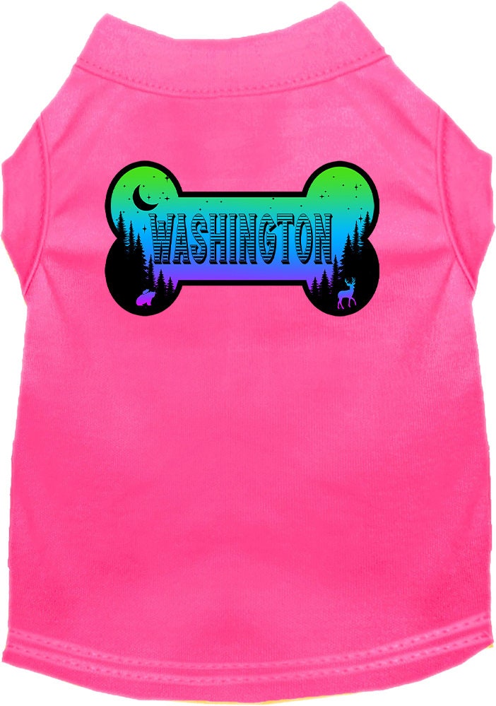 Camiseta serigrafiada para perros y gatos, para mascotas pequeñas y medianas (tallas XS a XL), "Washington Mountain Shades"