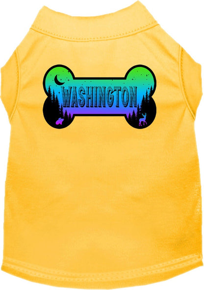 Camiseta serigrafiada para perros y gatos, para mascotas pequeñas y medianas (tallas XS a XL), "Washington Mountain Shades"