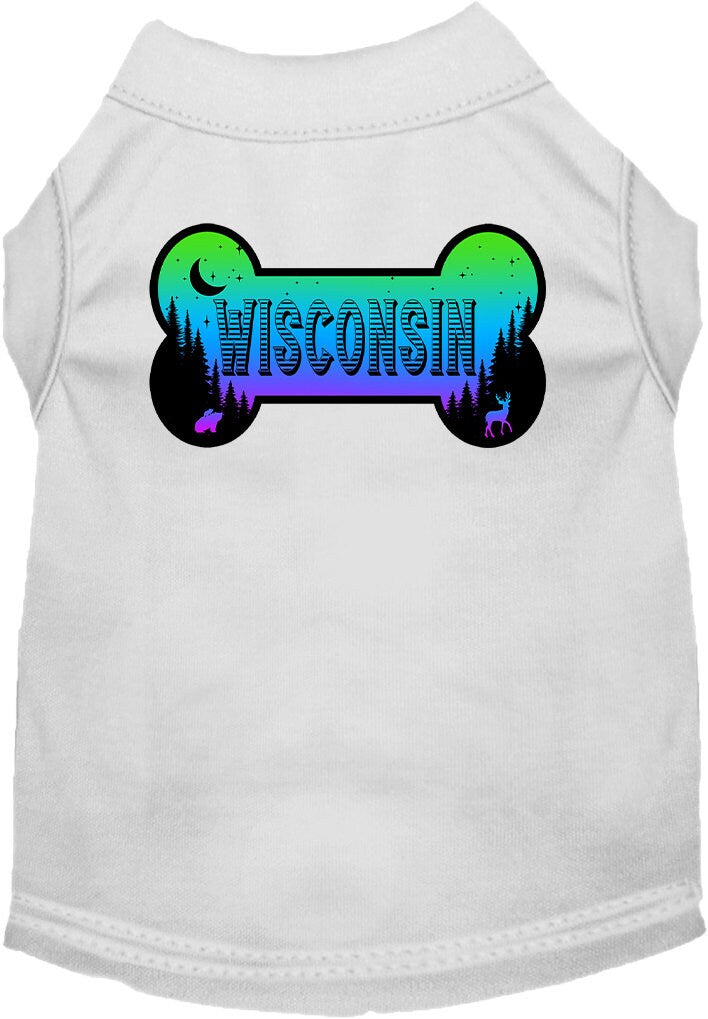 Camiseta serigrafiada para perros y gatos, para mascotas pequeñas y medianas (tallas XS a XL), "Wisconsin Mountain Shades"