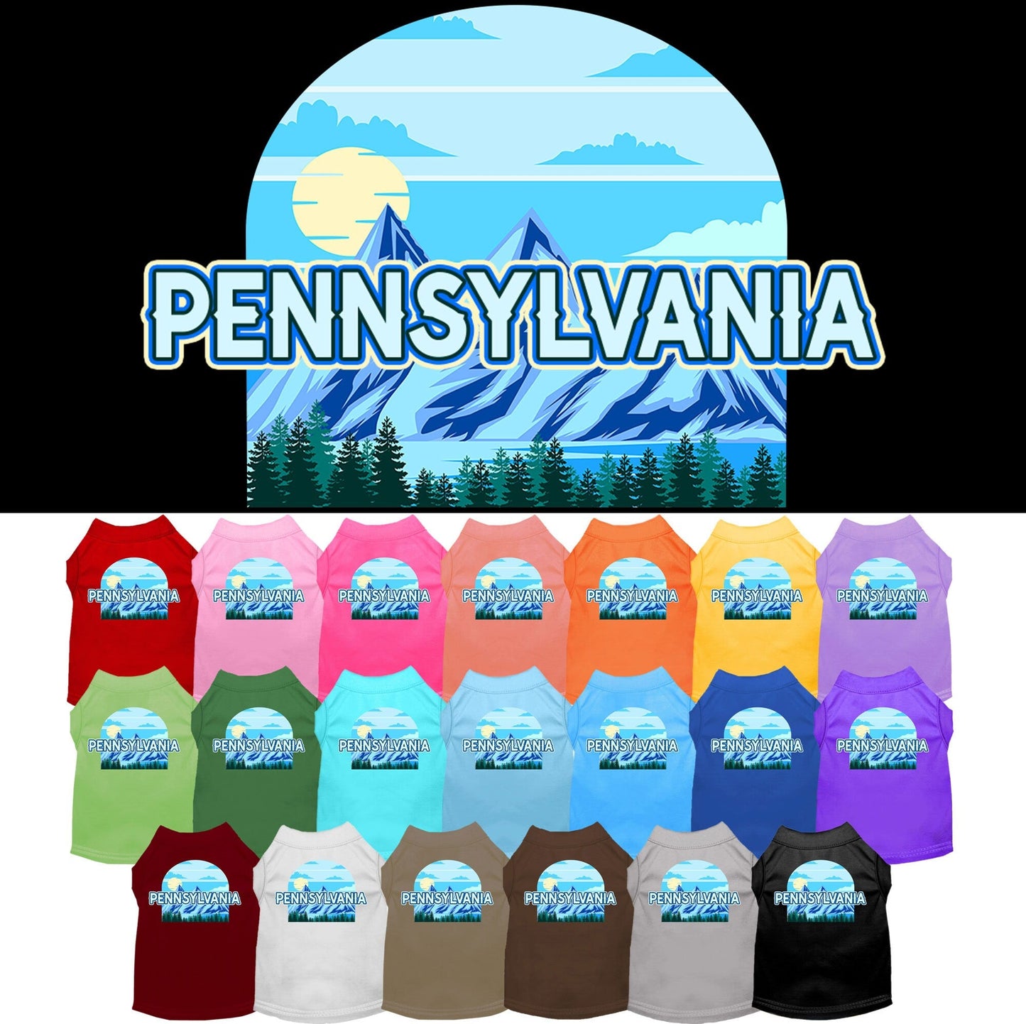 Camiseta serigrafiada para perros y gatos, para mascotas pequeñas y medianas (tallas XS a XL), "Pennsylvania Trailblazer"