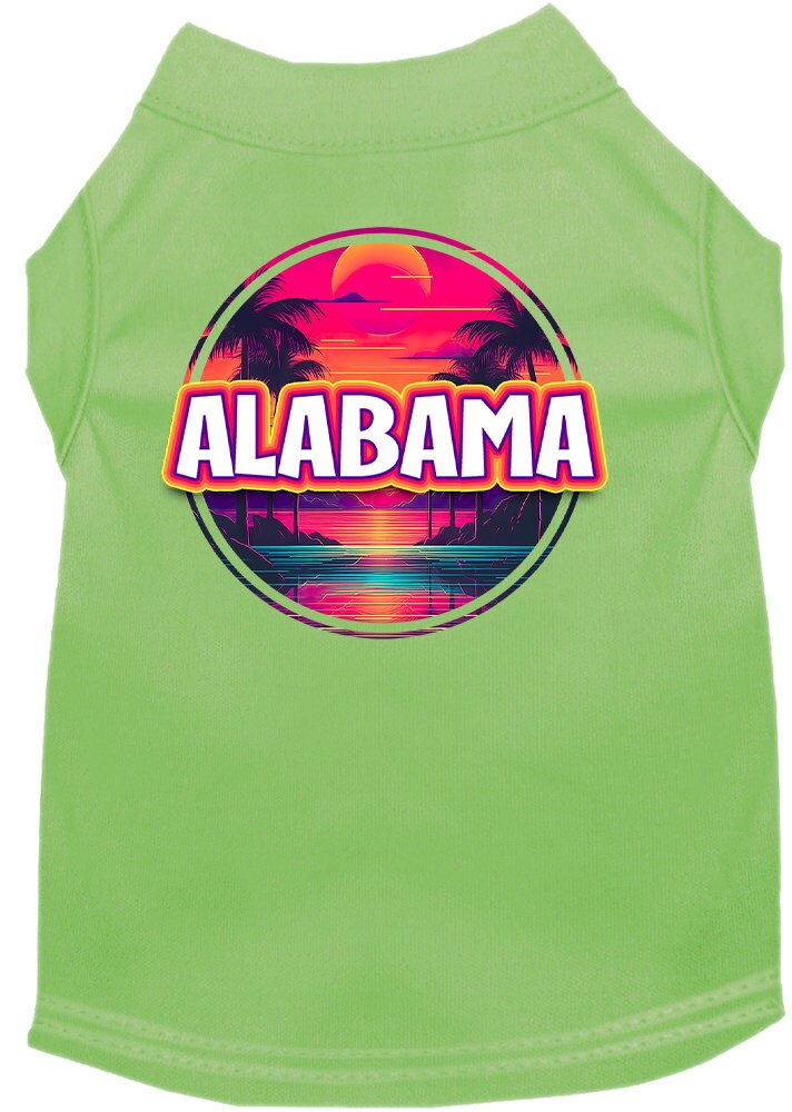 Pet Dog & Cat Screen Printed Shirt for Small to Medium Pets (Sizes XS-XL), "Alabama Neon Beach Sunset"