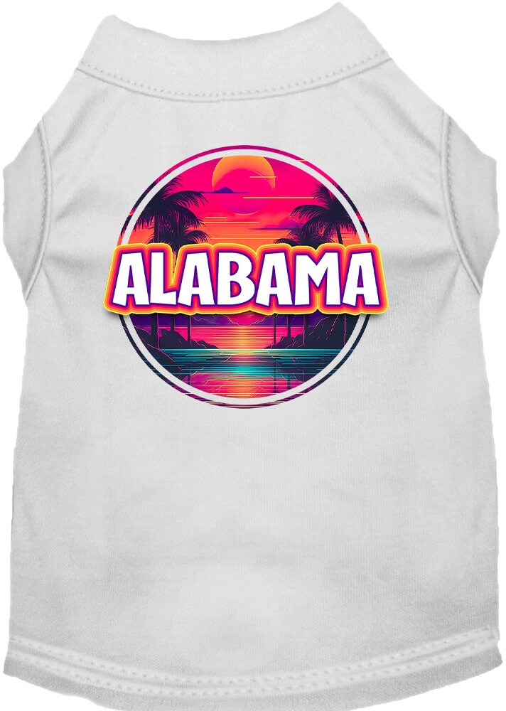 Pet Dog & Cat Screen Printed Shirt for Small to Medium Pets (Sizes XS-XL), "Alabama Neon Beach Sunset"