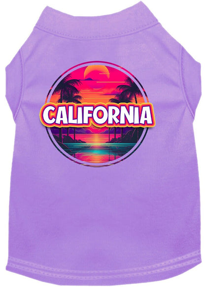 Pet Dog & Cat Screen Printed Shirt for Medium to Large Pets (Sizes 2XL-6XL), "California Neon Beach Sunset