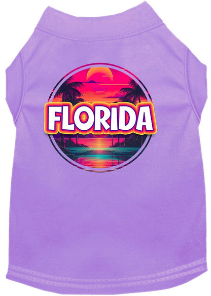 Pet Dog & Cat Screen Printed Shirt for Medium to Large Pets (Sizes 2XL-6XL), "Florida Neon Beach Sunset"