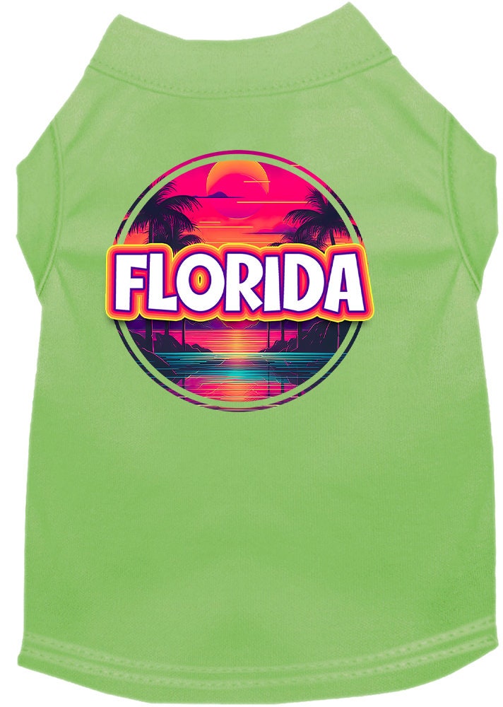 Pet Dog & Cat Screen Printed Shirt for Small to Medium Pets (Sizes XS-XL), "Florida Neon Beach Sunset"