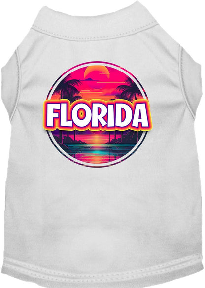 Pet Dog & Cat Screen Printed Shirt for Small to Medium Pets (Sizes XS-XL), "Florida Neon Beach Sunset"