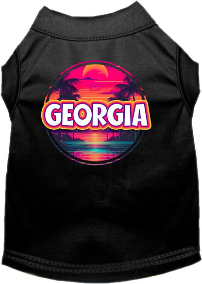 Camiseta serigrafiada para perros y gatos, para mascotas pequeñas y medianas (tallas XS a XL), "Georgia Neon Beach Sunset"