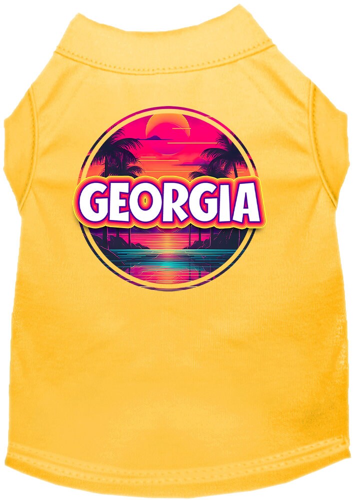 Camiseta serigrafiada para perros y gatos, para mascotas pequeñas y medianas (tallas XS a XL), "Georgia Neon Beach Sunset"