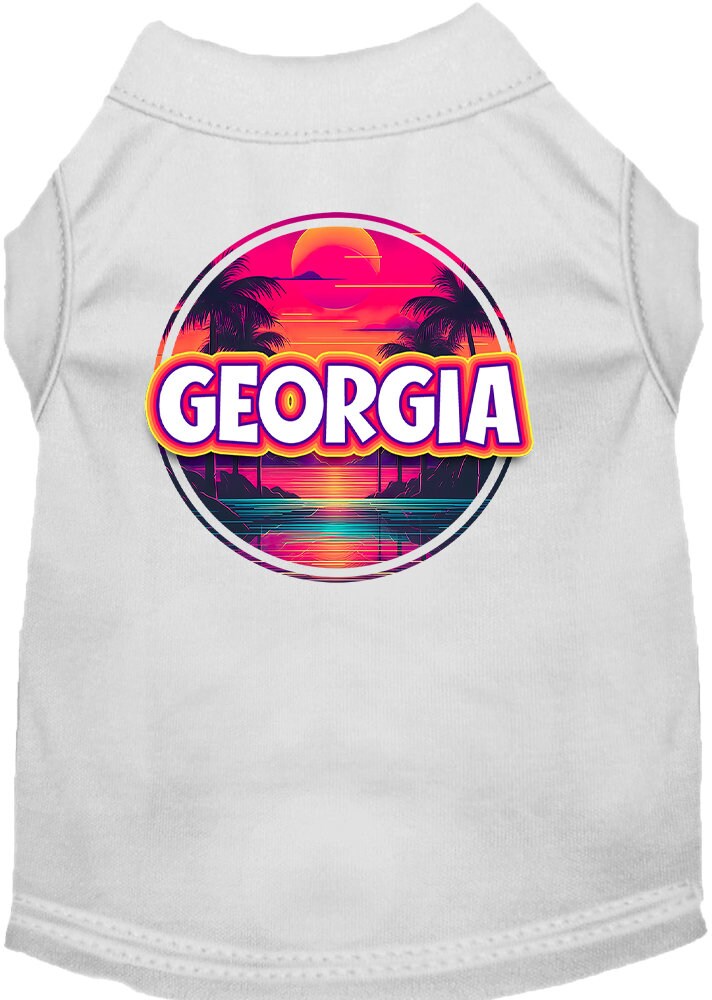 Camiseta serigrafiada para perros y gatos, para mascotas pequeñas y medianas (tallas XS a XL), "Georgia Neon Beach Sunset"