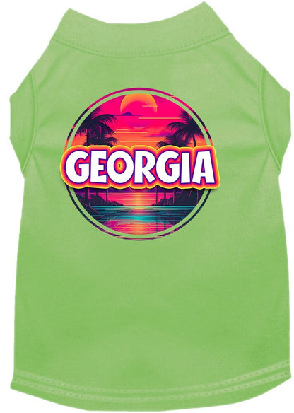 Pet Dog & Cat Screen Printed Shirt for Medium to Large Pets (Sizes 2XL-6XL), "Georgia Neon Beach Sunset"