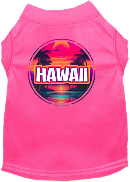 Camiseta serigrafiada para perros y gatos, para mascotas pequeñas y medianas (tallas XS a XL), "Hawaii Neon Beach Sunset"