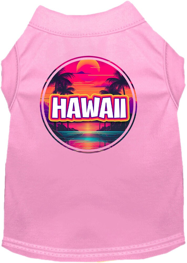 Camiseta serigrafiada para perros y gatos, para mascotas pequeñas y medianas (tallas XS a XL), "Hawaii Neon Beach Sunset"