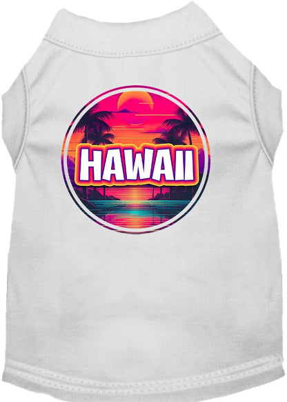 Camiseta serigrafiada para perros y gatos, para mascotas pequeñas y medianas (tallas XS a XL), "Hawaii Neon Beach Sunset"